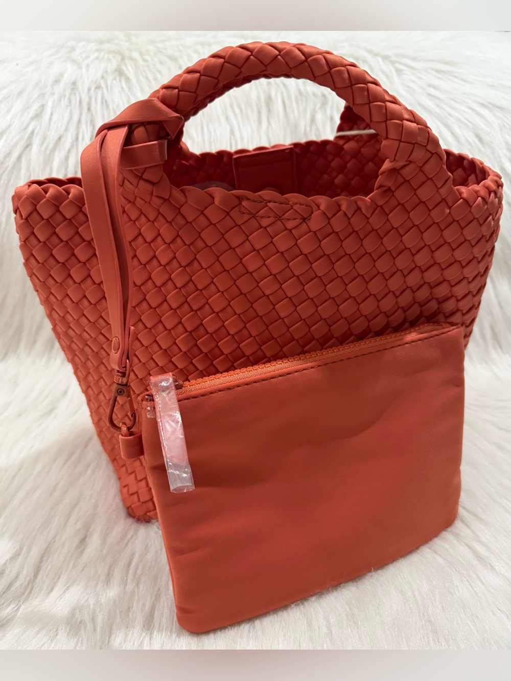 Madison West Kya Neoprene 2 in 1 Satchel Tote Crossbody Bag Coral Orange NWT